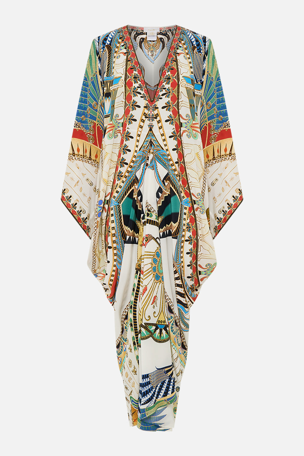CAMILLA T-Shape Long Kaftan in Valley Of The Queens print