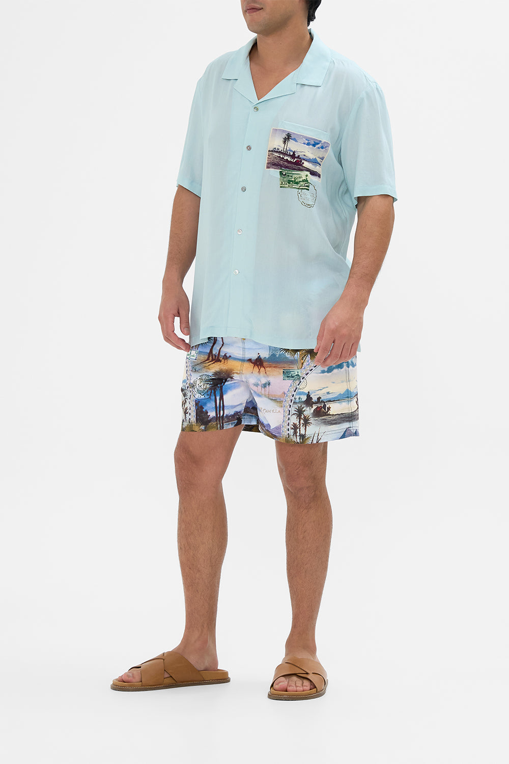 Hotel Franks By CAMILLA short sleeve camp collared shirt in Call Me in Cairo print. 