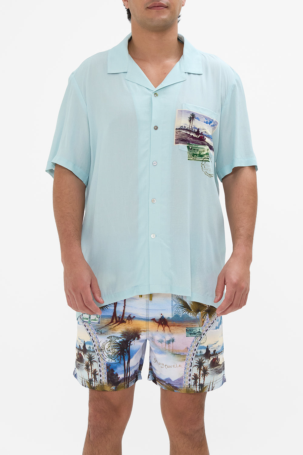 Hotel Franks By CAMILLA short sleeve camp collared shirt in Call Me in Cairo print. 