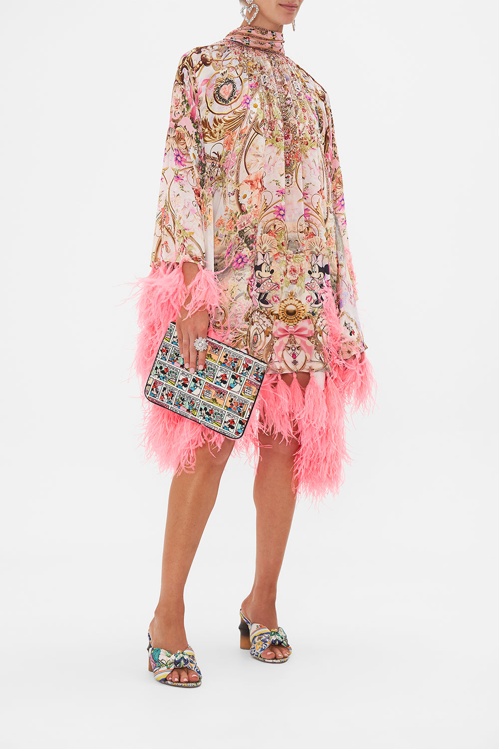 Disney x CAMILLA clutch bag in Minnies Melody print in A Trip Down The Comic Strip print