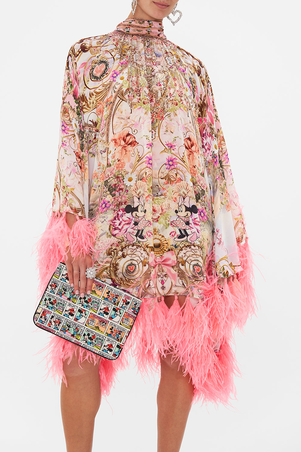 Disney x CAMILLA clutch bag in Minnies Melody print in A Trip Down The Comic Strip print