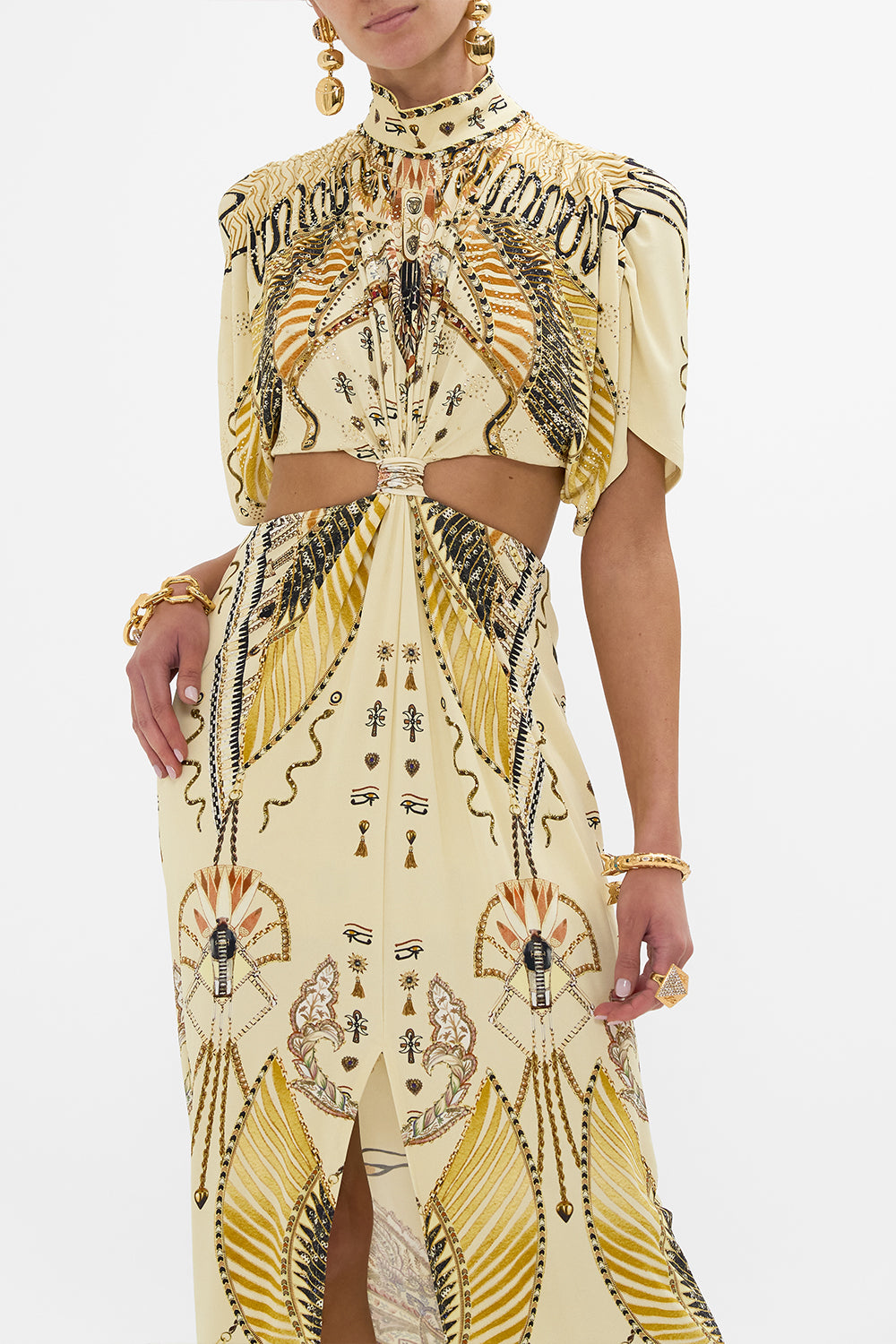 HIGH NECK TWIST CUT OUT JERSEY DRESS GATEWAY TO THE AFTERLIFE