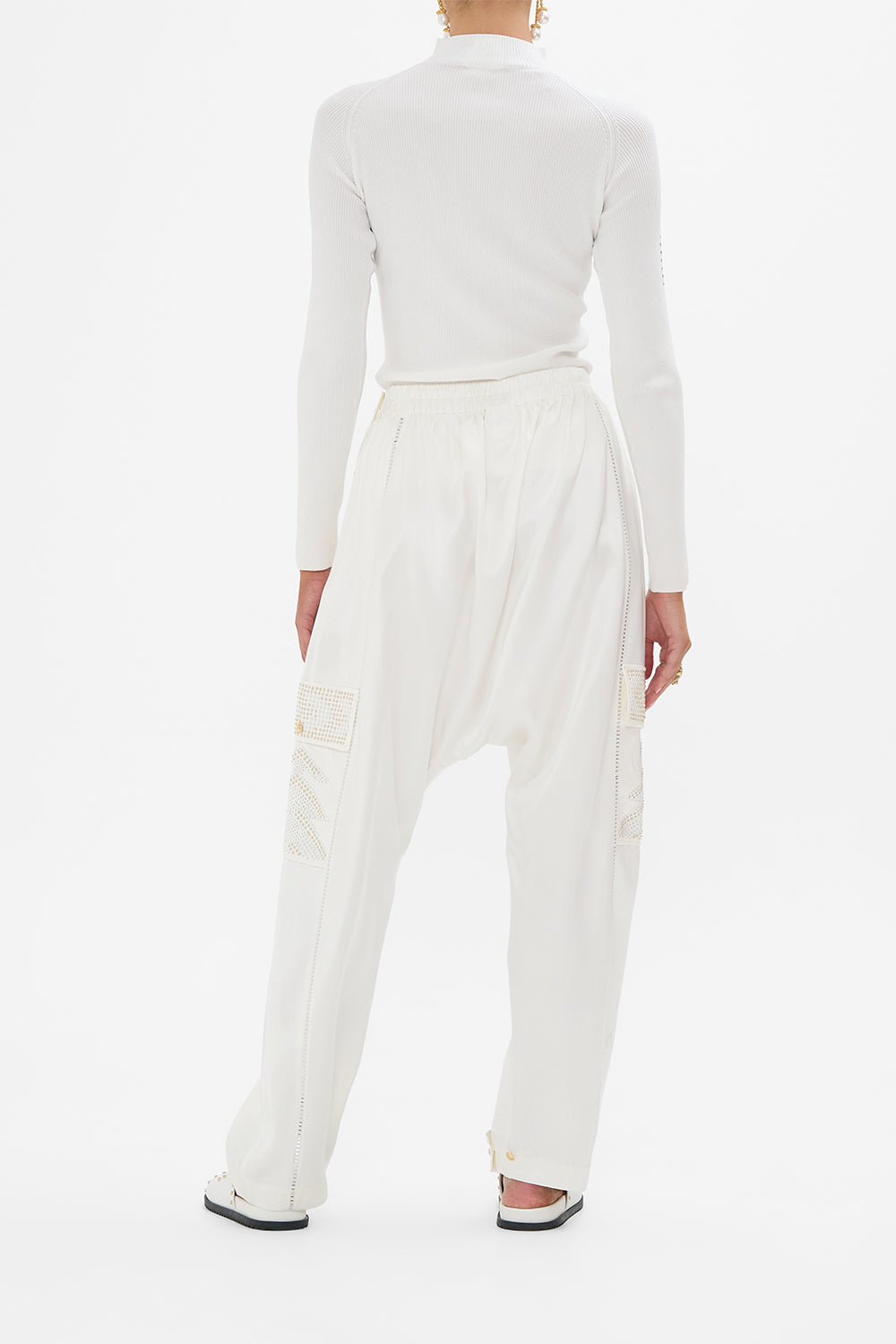 CAMILLA High Neck Knit Top in Valley Of The Queens print. 