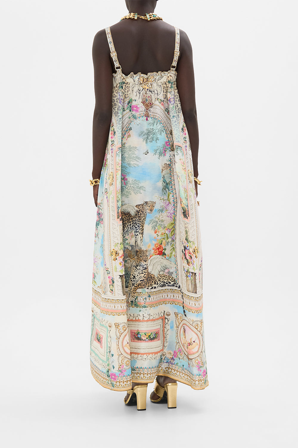 CAMILLA Floral Wide Strap Sundress in We Always Have Alexandria Print. 