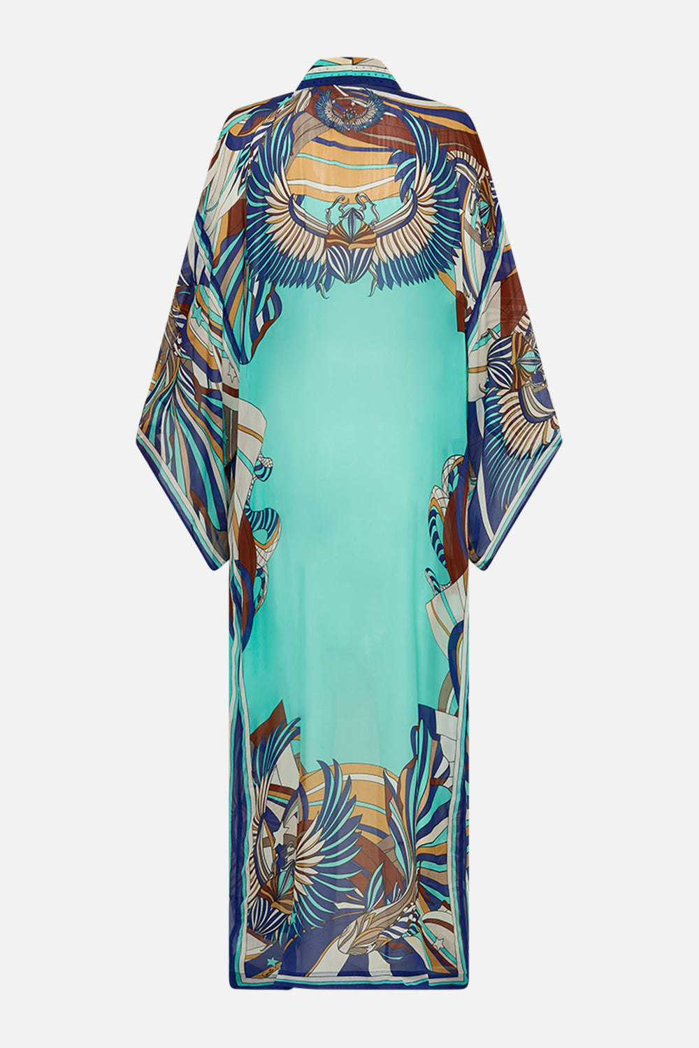 The CAMILLA KIMONO LAYER WITH COLLAR OASIS ORACLE in our  print.