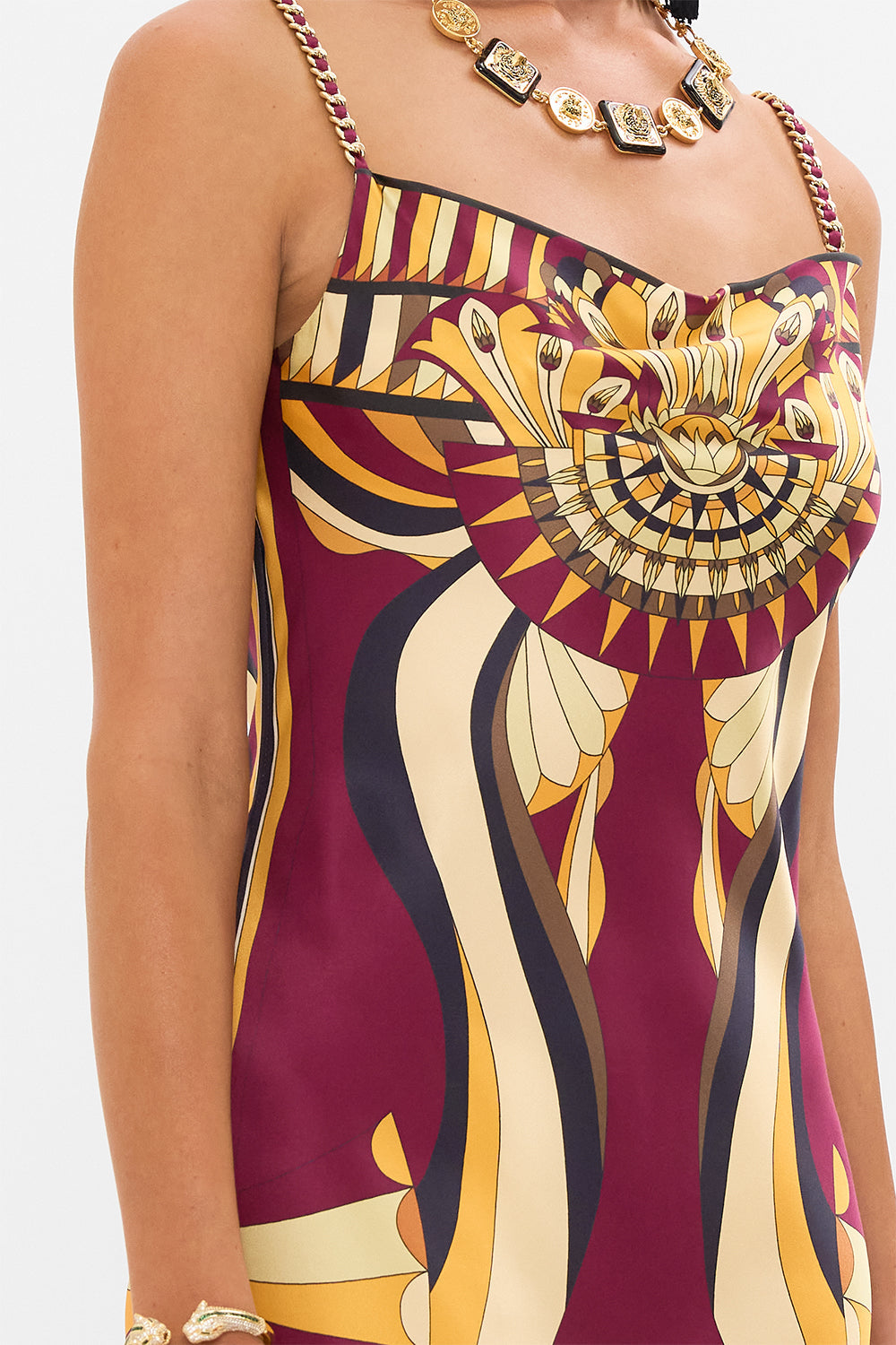 CAMILA Long Bias Slip in Desert Delerium print. 