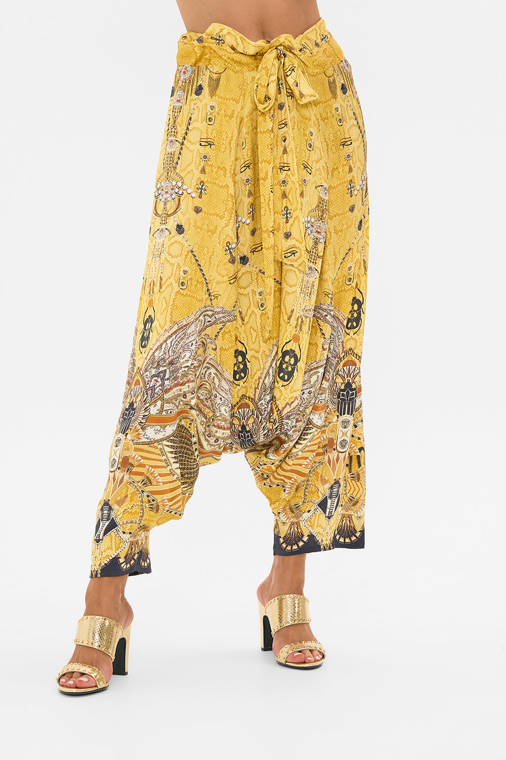 CAMILLA Gold Harem Pants in Valley of the Kings Print