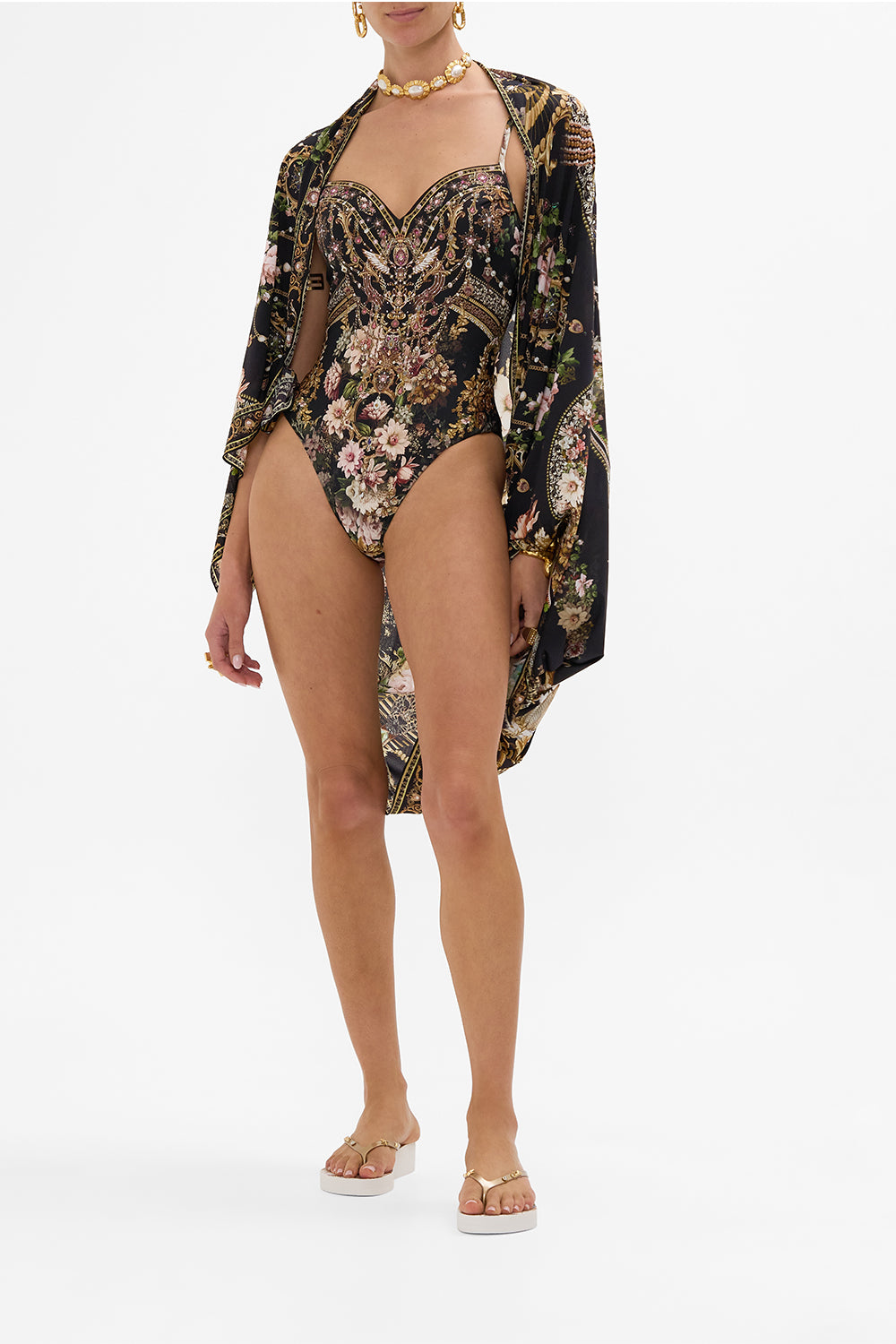 CAMILLA concealed underwire one piece in Dynasty Daze print. 