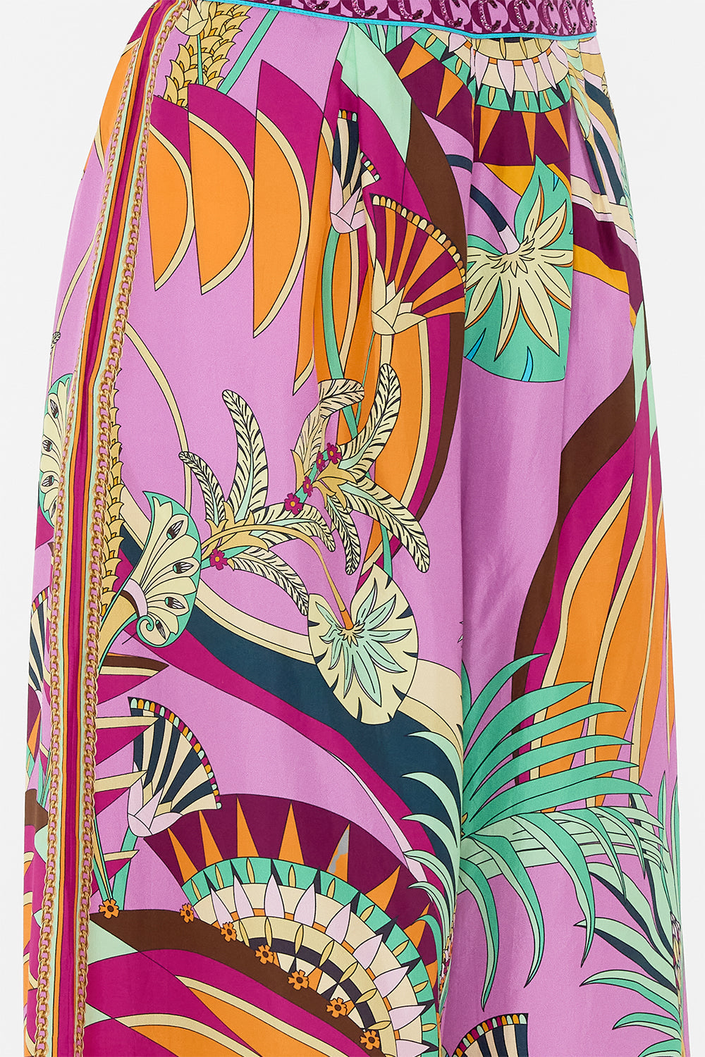 CAMILLA Tuck Front Pant in Giza Goddess print. 