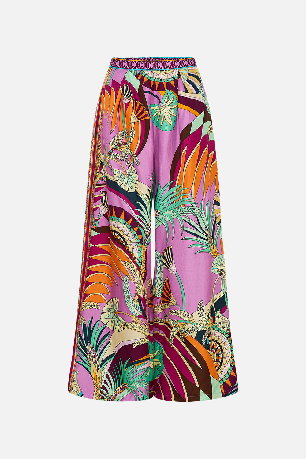 The CAMILLA TUCK FRONT PANT GIZA GODDESS in our  print.