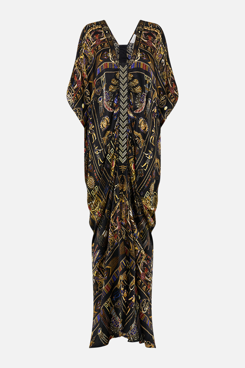 CAMILLA Kaftan With Front Tab Detail in Cartouche Kingdrom print. 