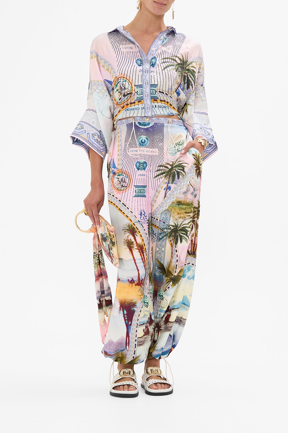 CAMILLA ring scarf clutch in Millas Got Mail print. 