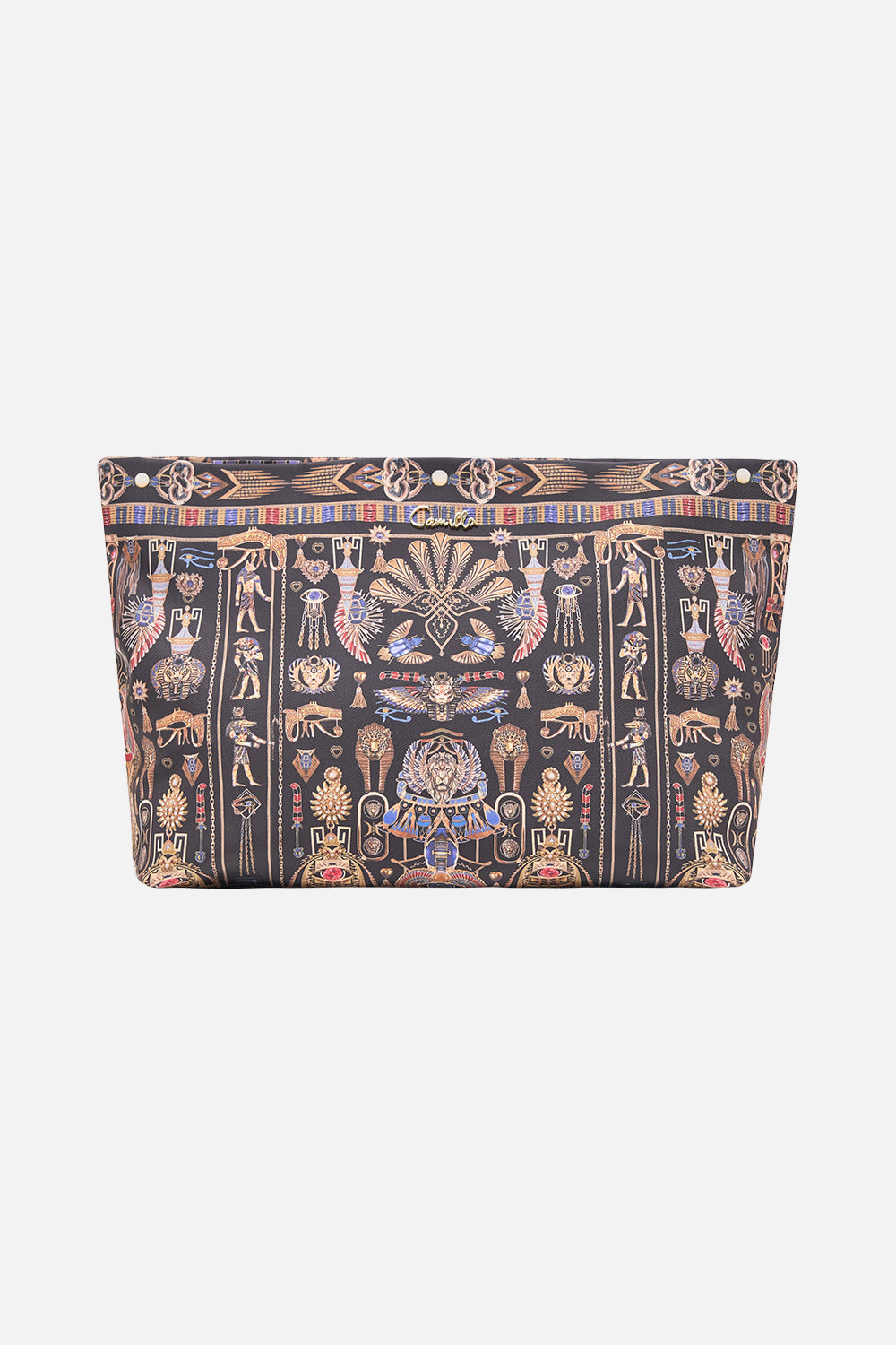 CAMILLA Large Makeup Clutch in Cartouche Kingdom print