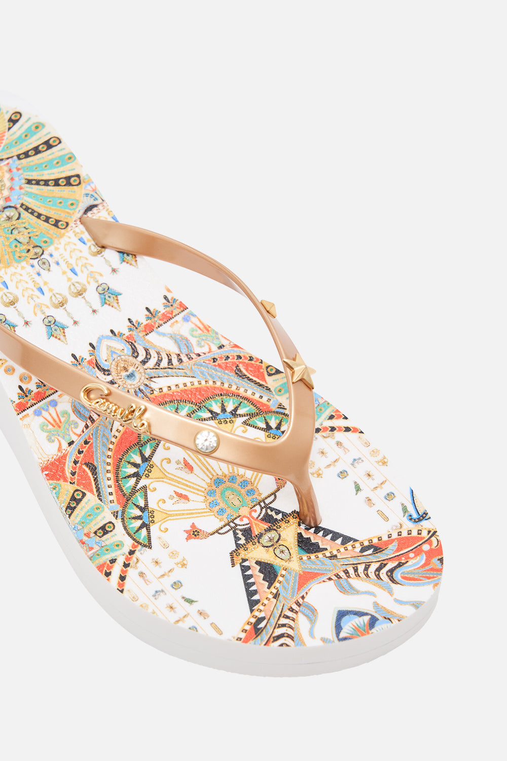 CAMILLA Platform Thongs in Valley Of The Queens print