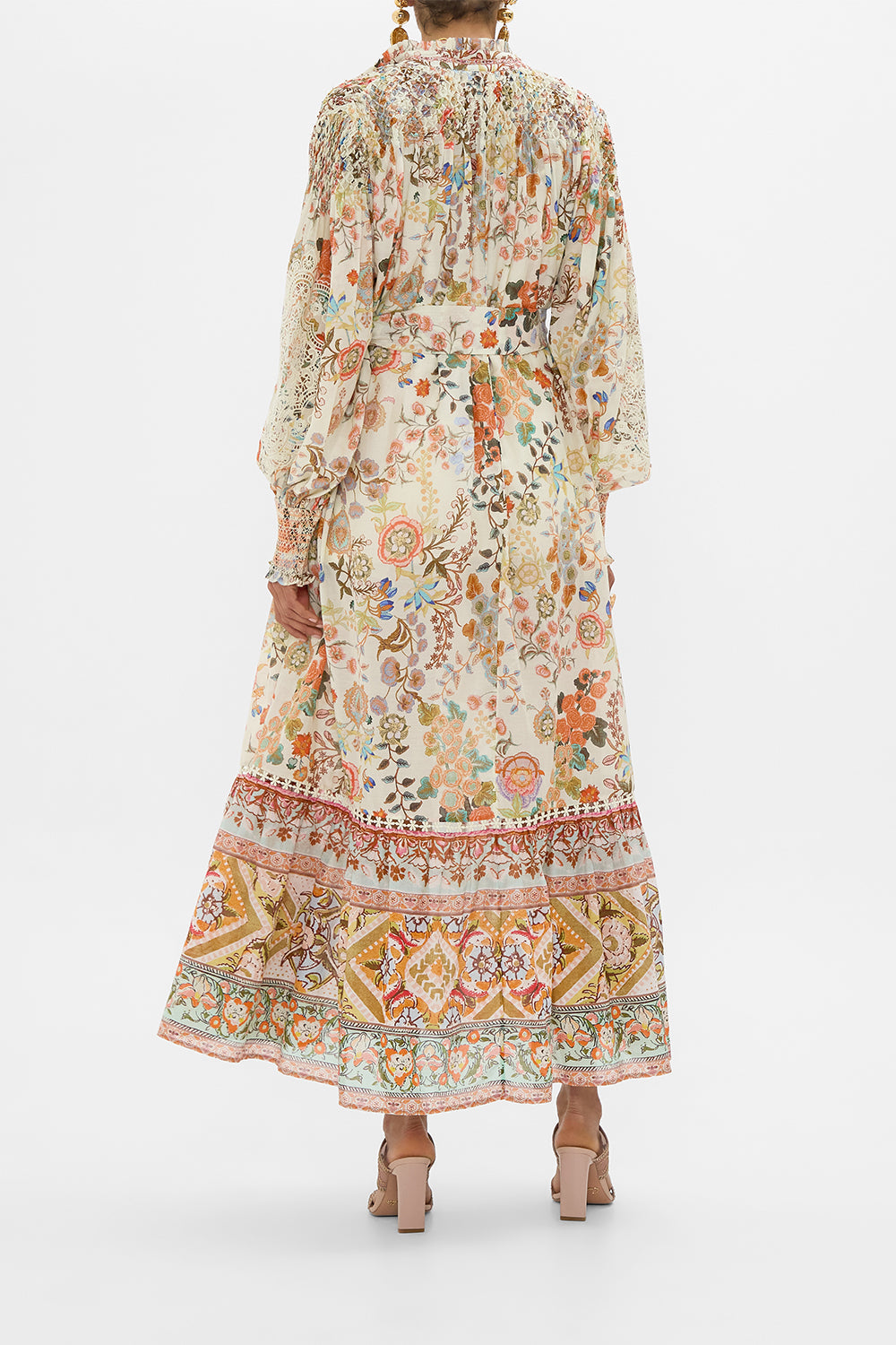 CAMILLA Blouson Sleeve Smocked Dress in Honour of Heirlooms print