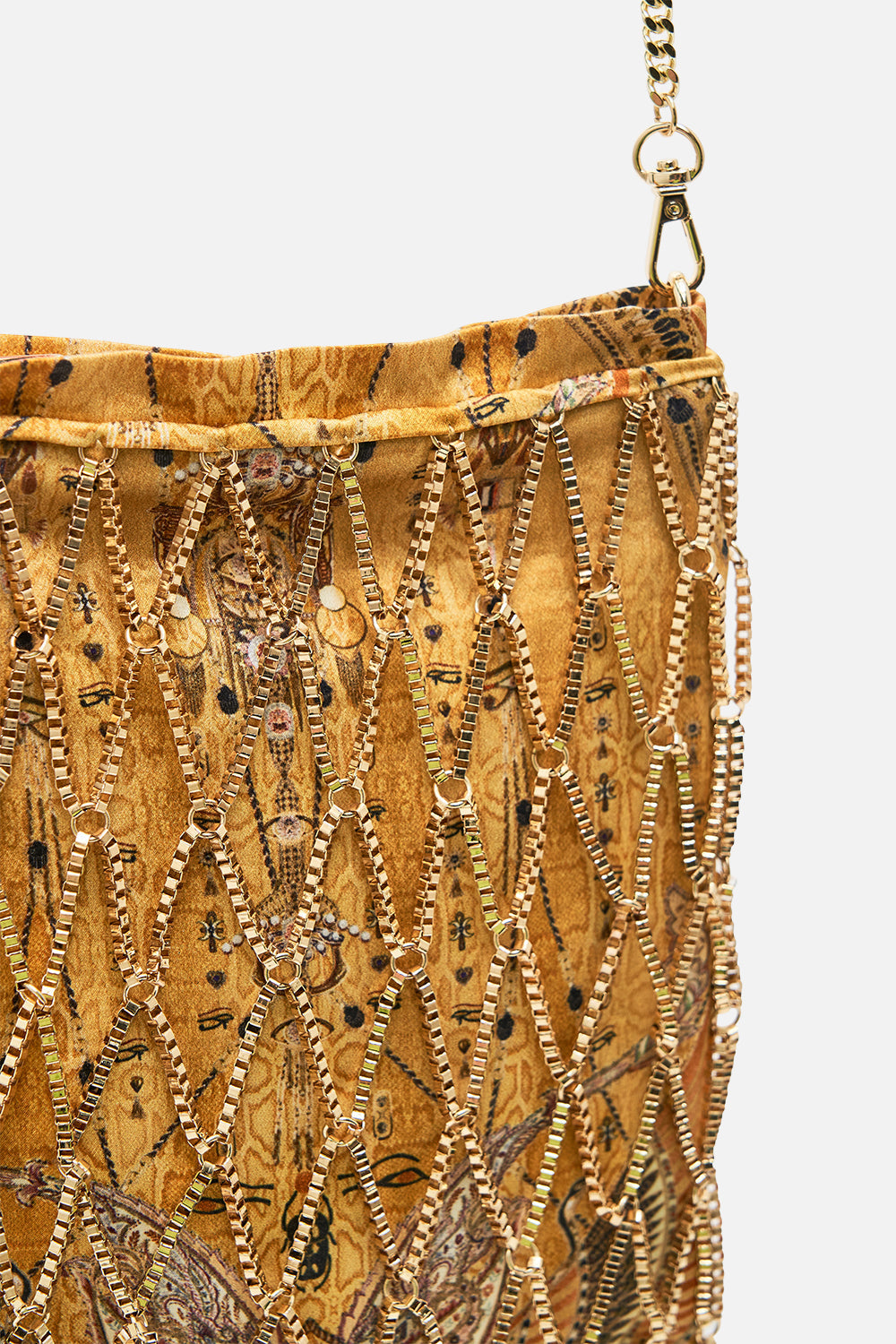 CAMILLA Gold Embellished Mini Tote in Valley of the Kings Print