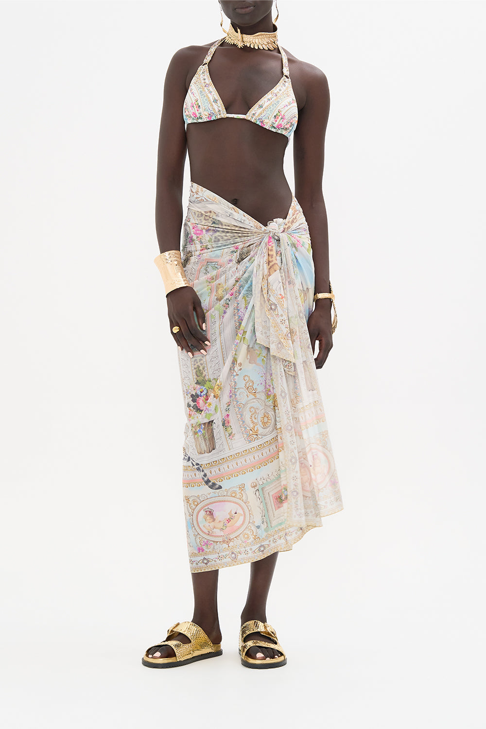 CAMILLA Floral Soft Tie Tri Bikini With Trims in We Always Have Alexandria Print.