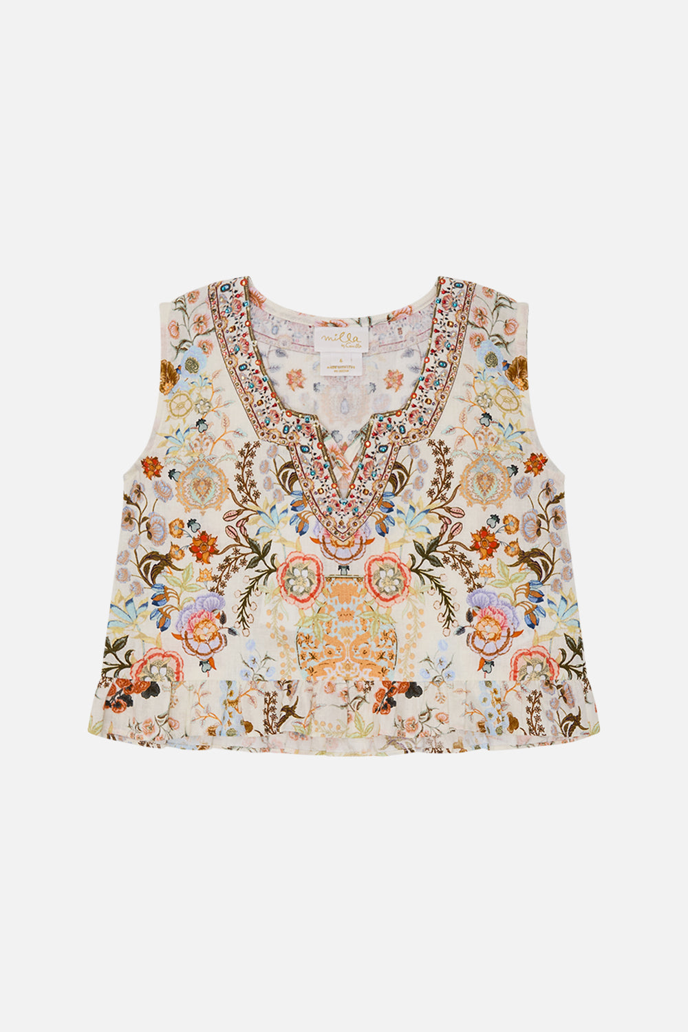 Milla By Milla By CAMILLA Kids Crop with Frill Hem 4-10 in Honour of Heirlooms print