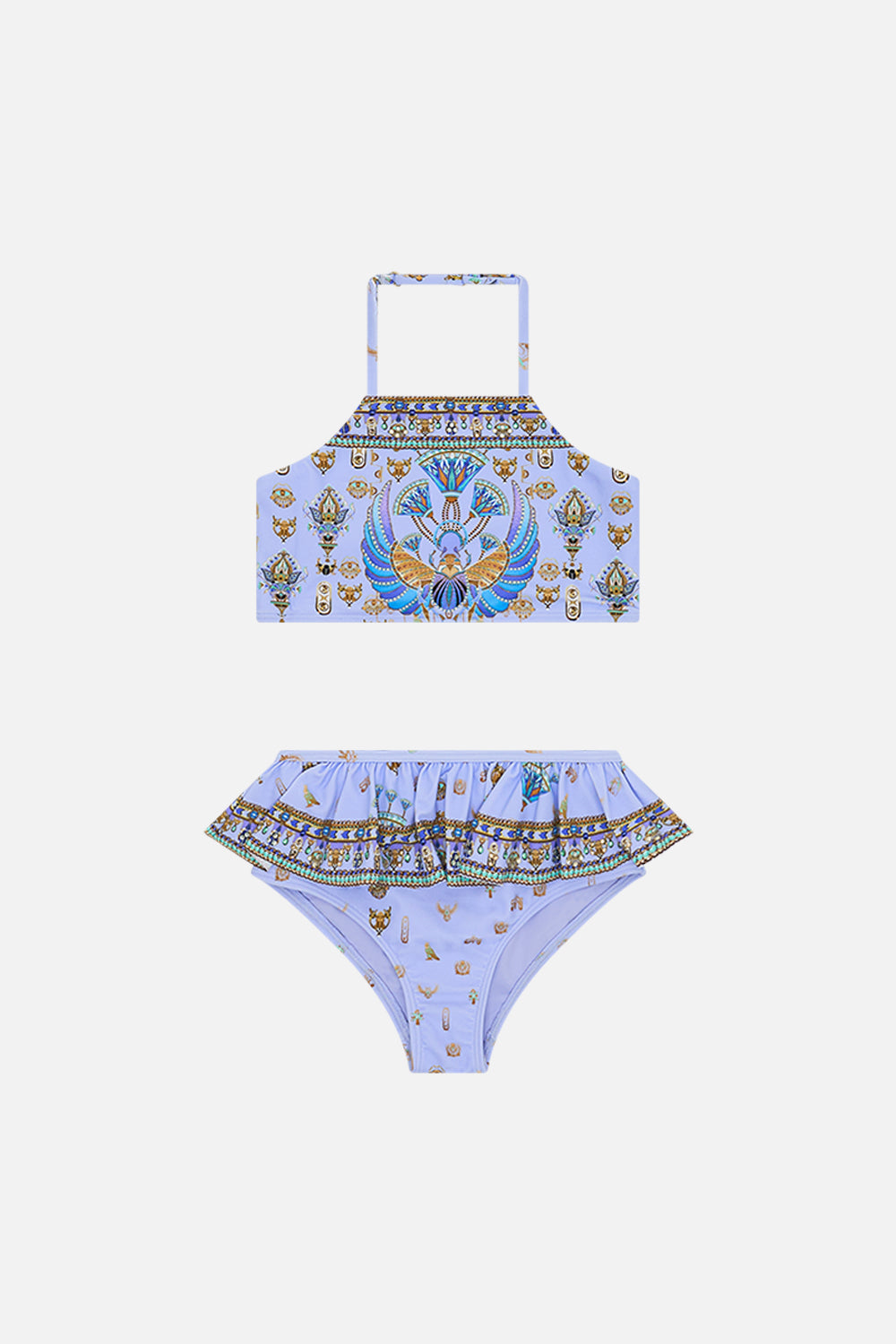KIDS HALTER CROP WITH FRILL BOTTOM BIKINI 4-10 UNDER SCARAB SKIES