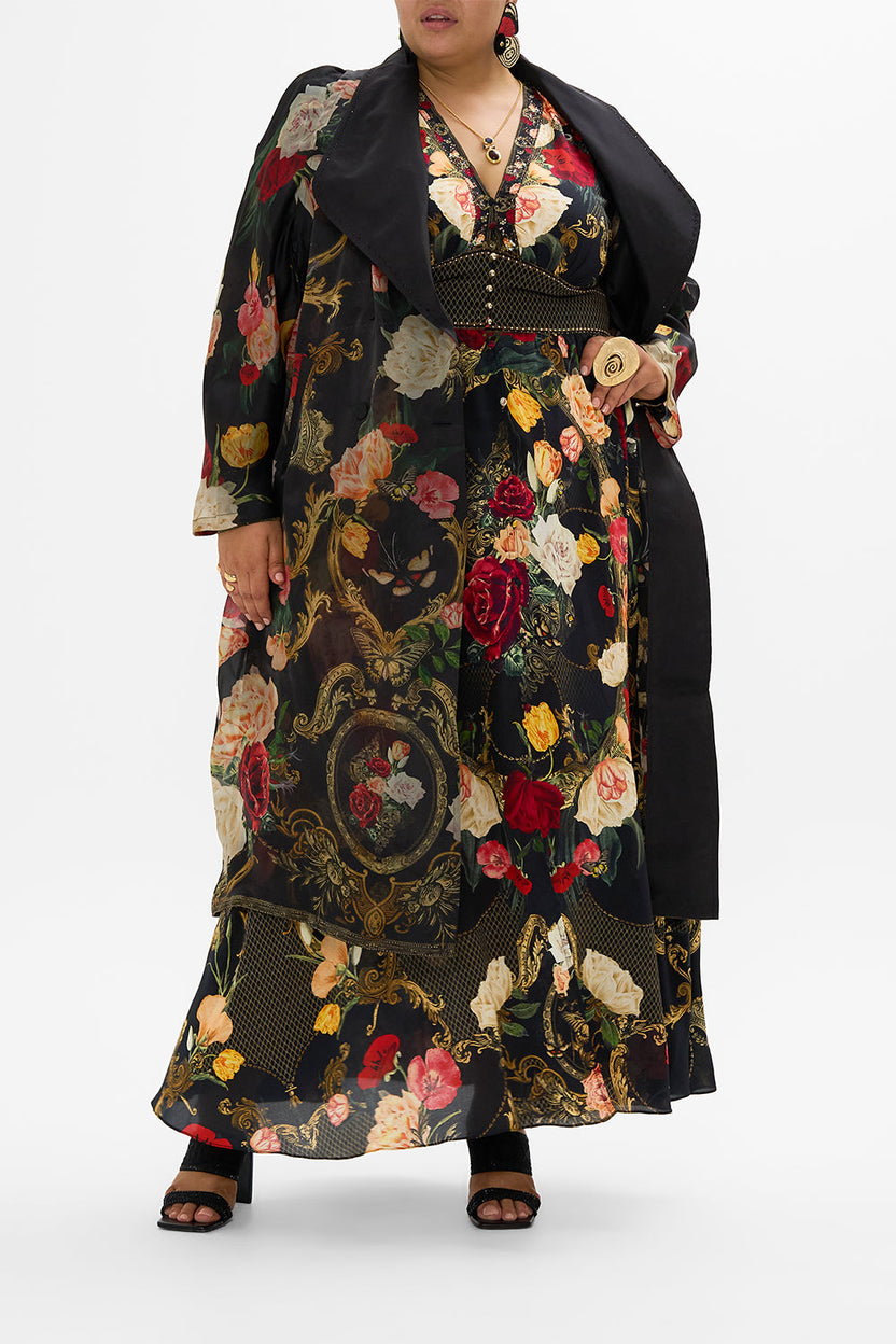 Shaped Waistband Dress With Gathered Sleeves Flamenco Folklore - Camilla
