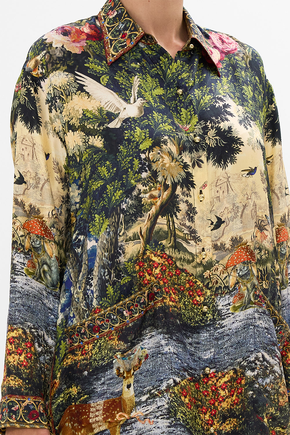 CAMILLA Floral Shirt Tunic with Pockets in Tapestry Totems