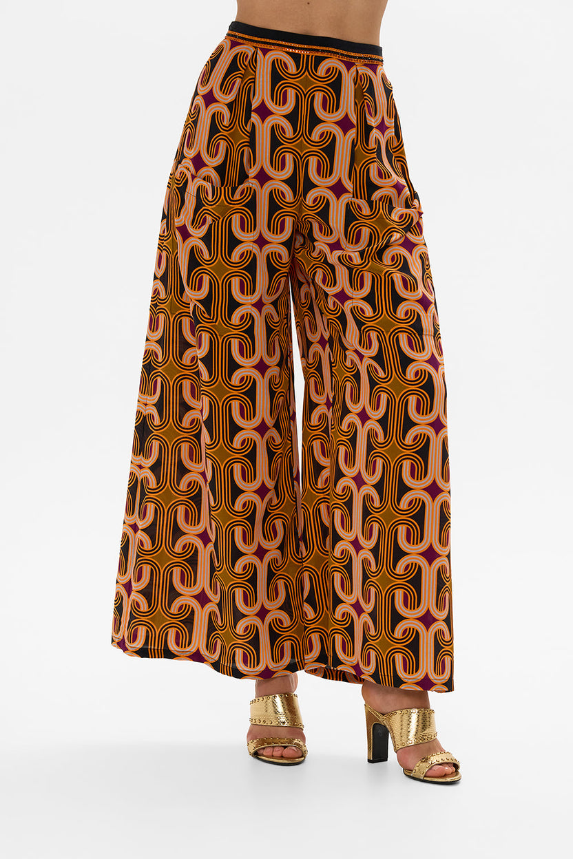 WIDE LEG TROUSER WITH FRONT POCKETS DENTELLE BLANCHE