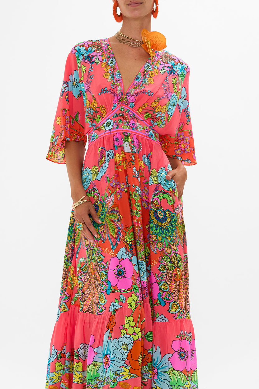 Waisted Dress With Hem Ruffle Beneath The Andalusian Sun - Camilla main image 1