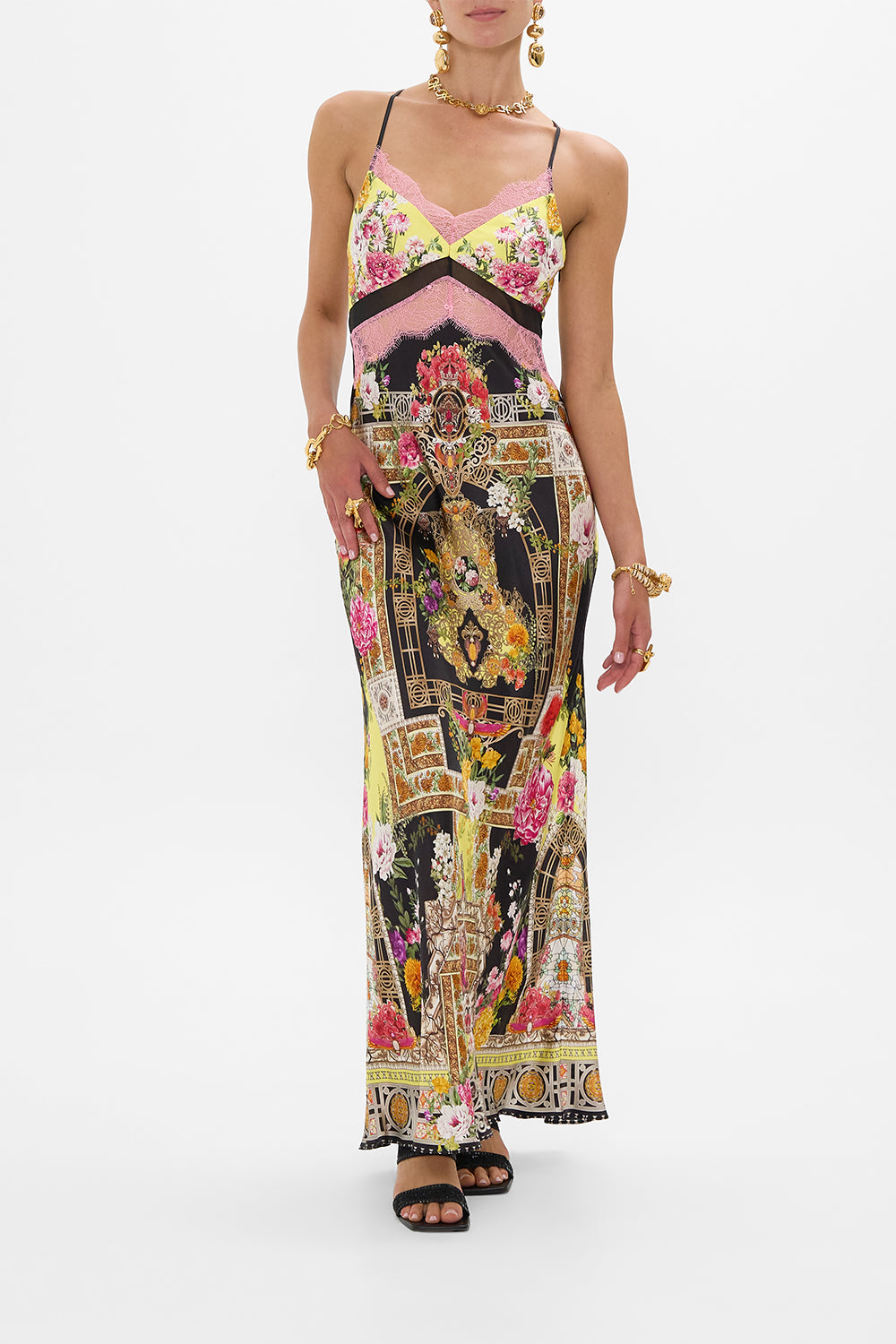 The Adorned In Alexandria Lace Splice Bias Long Dress | CAMILLA US