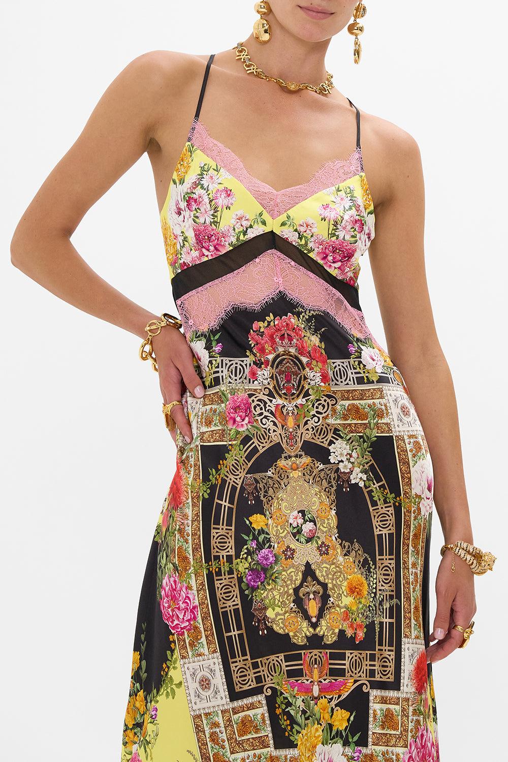 The Adorned In Alexandria Lace Splice Bias Long Dress | CAMILLA US