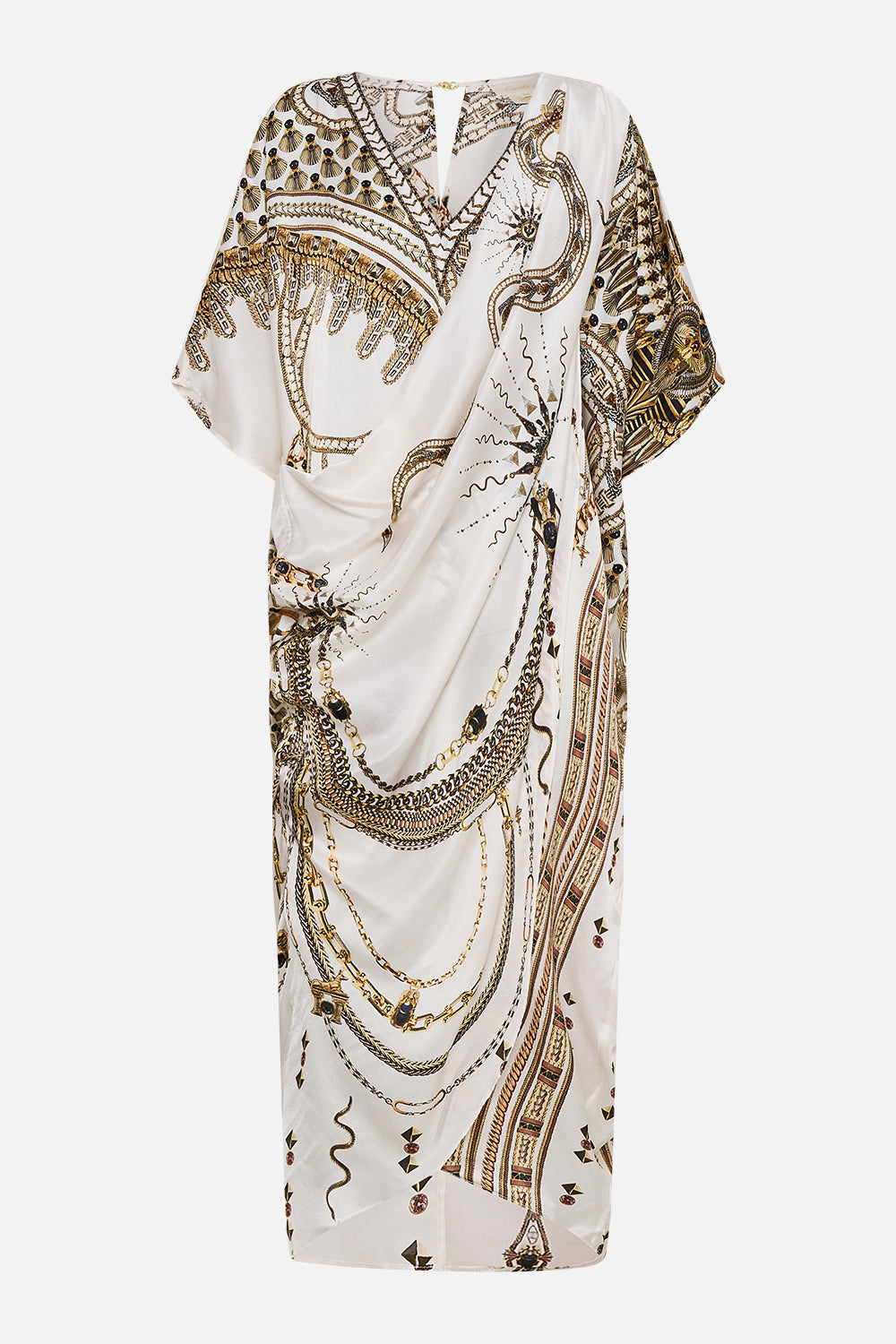 V NECK GATHERED SHOULDER DRAPED KAFTAN GODDESS ENERGY