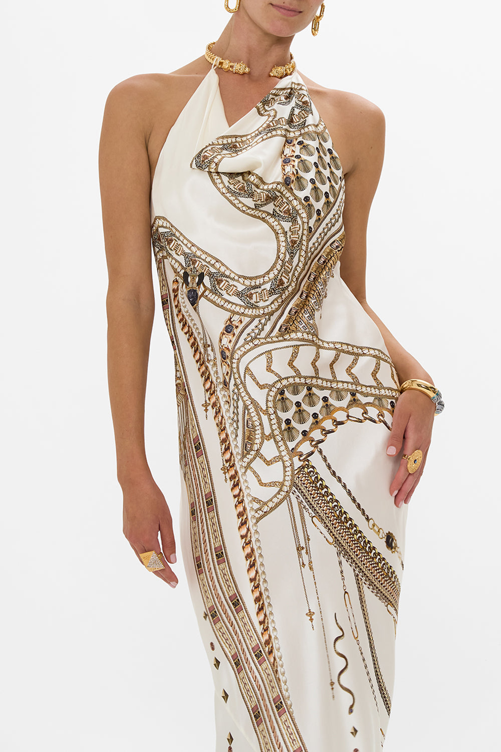 DRAPED LONG DRESS WITH NECKPIECE GODDESS ENERGY