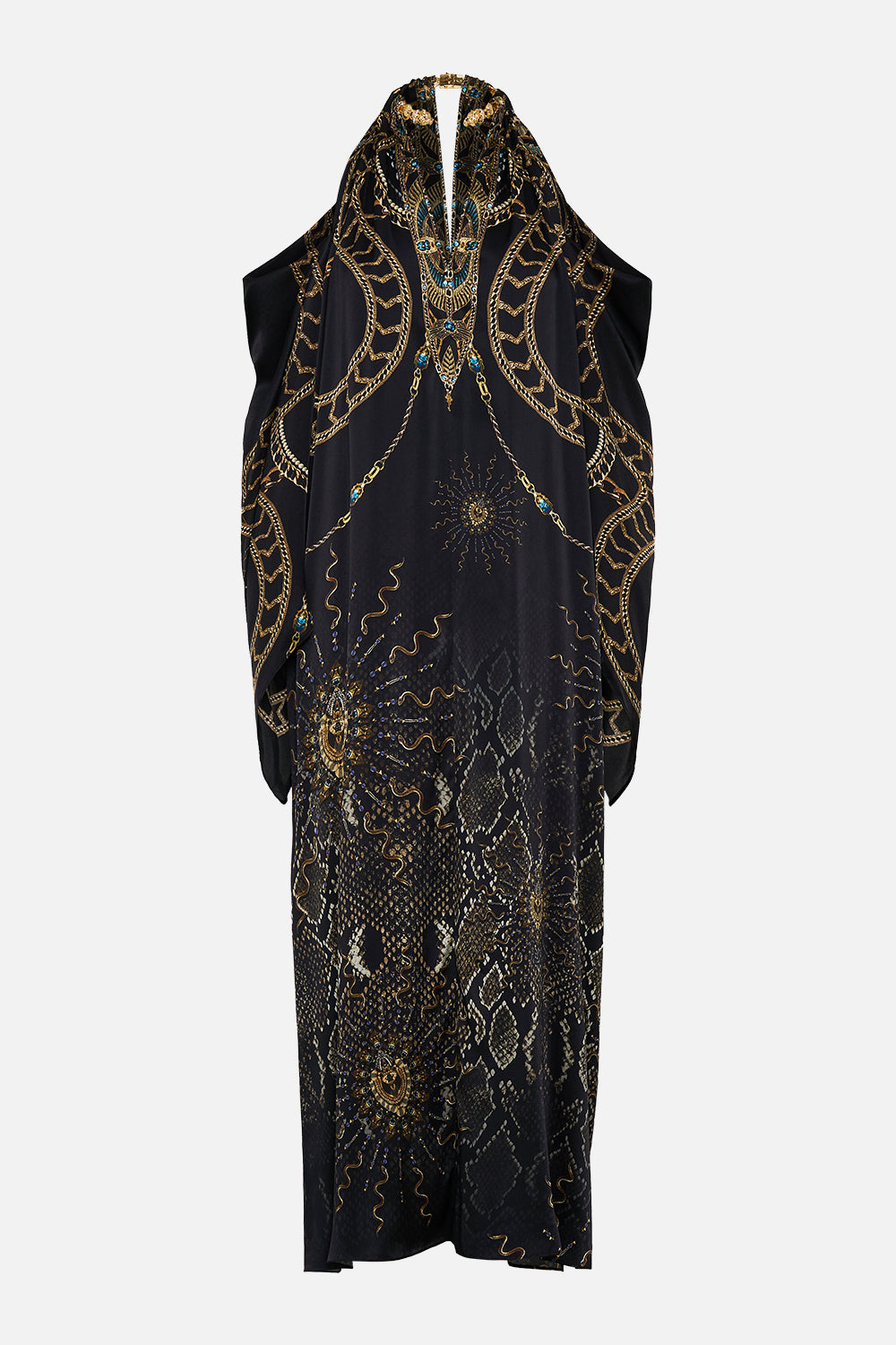 The Call Me Cleopatra Flared Sleeve Cold Shoulder Long Kaftan