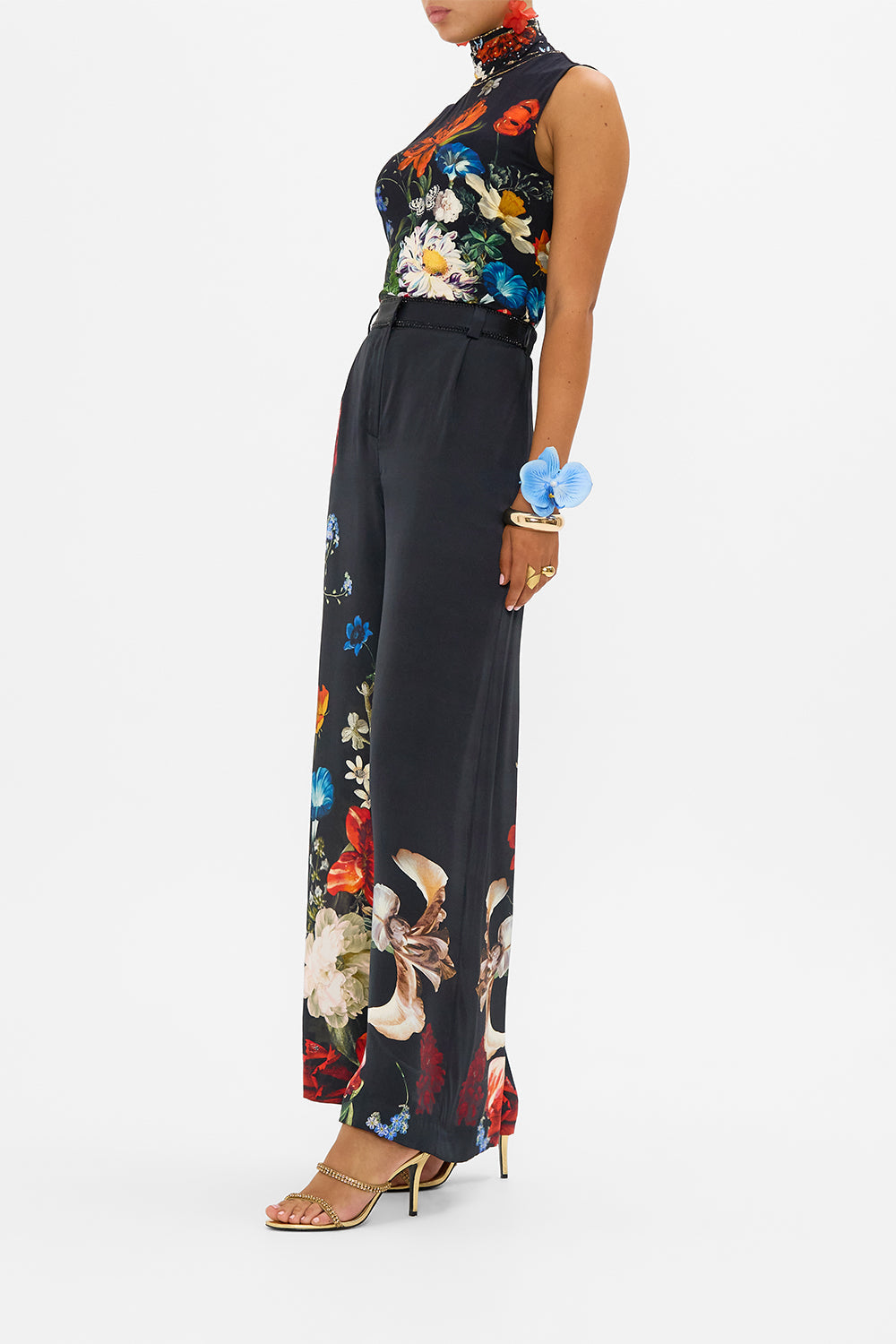 CAMILLA black floral print turtleneck in A Still Life print