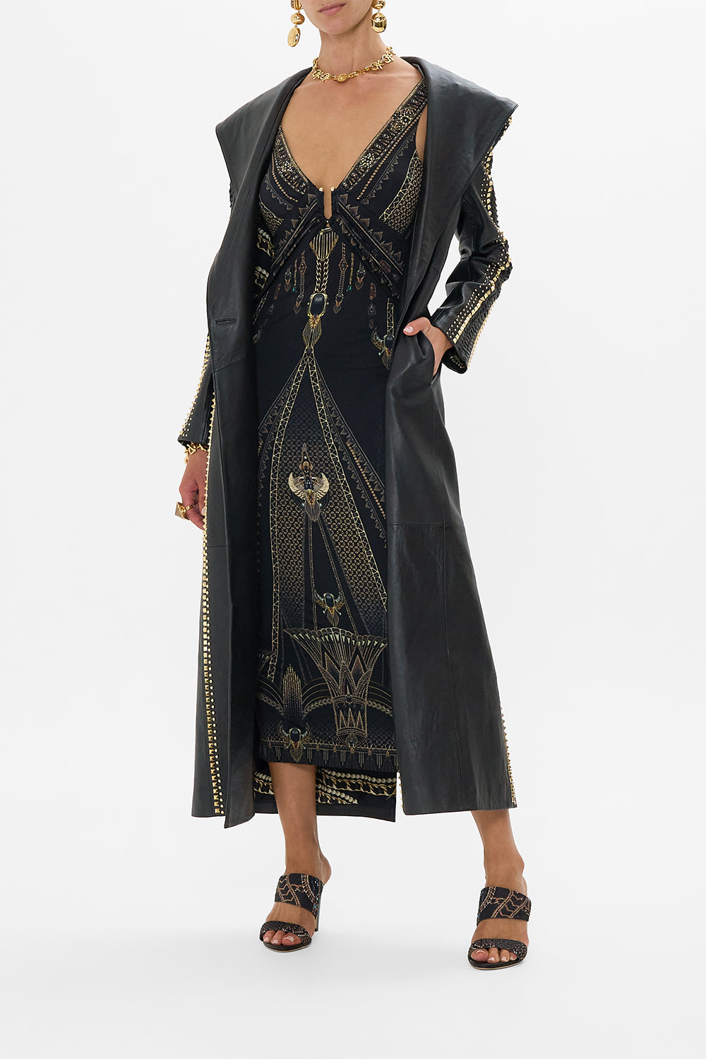 LONG LEATHER COAT WITH HOOD CALL ME CLEOPATRA