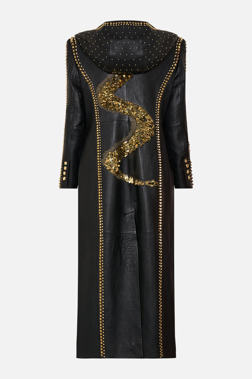 LONG LEATHER COAT WITH HOOD CALL ME CLEOPATRA