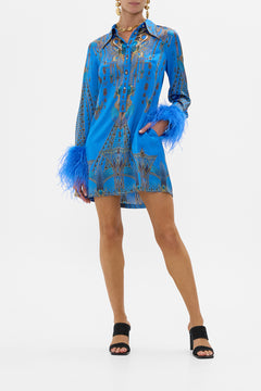MINI SHIRT DRESS WITH FEATHER CUFF ARCHIVAL REVIVAL