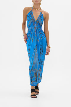 V NECK GATHERED JERSEY DRESS ARCHIVAL REVIVAL