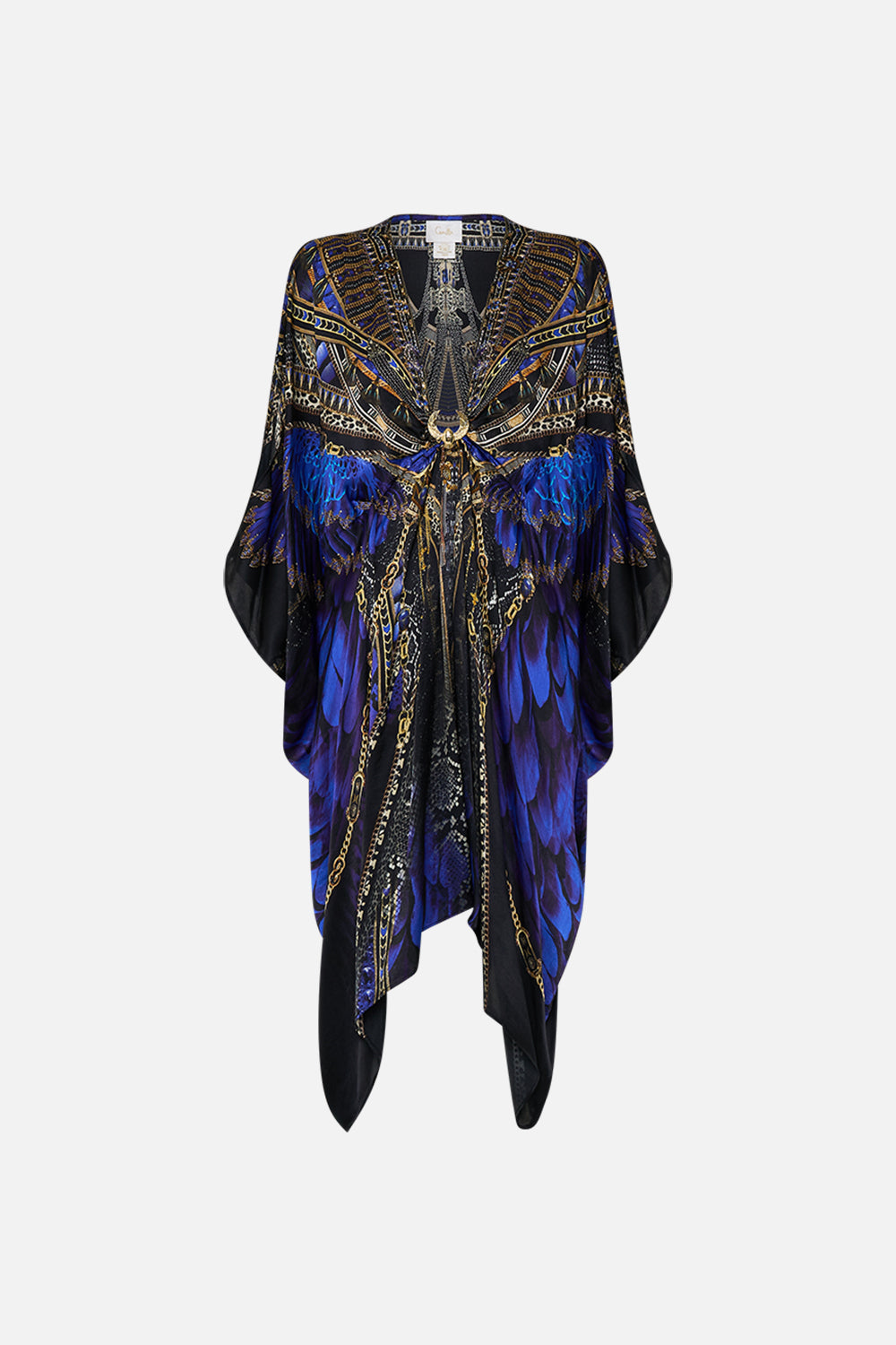 CAMILLA Short Kaftan with Hardware in Other Side of the Oasis print.