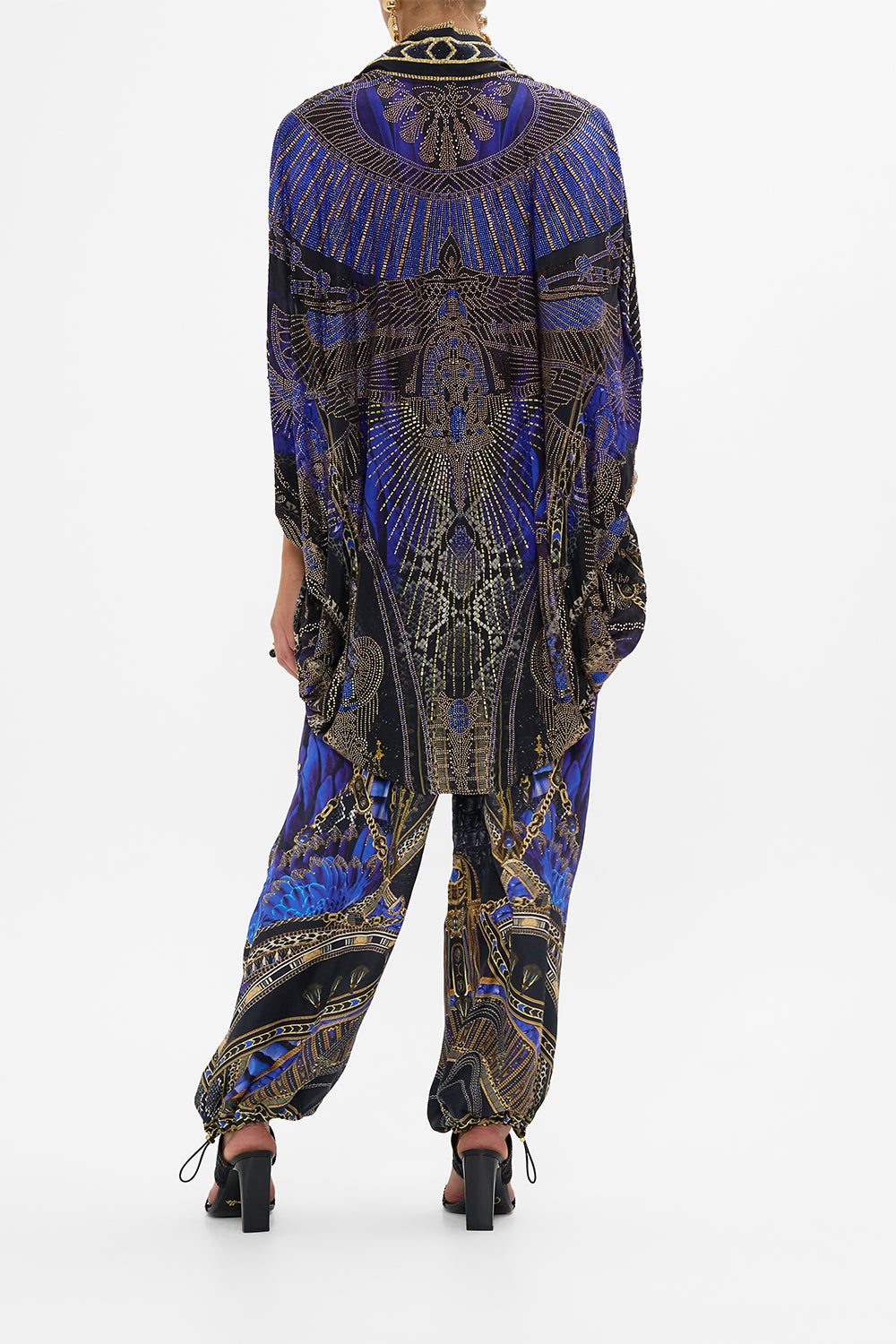 CAMILLA Open Front Cardi Cape in Other Side of the Oasis print.