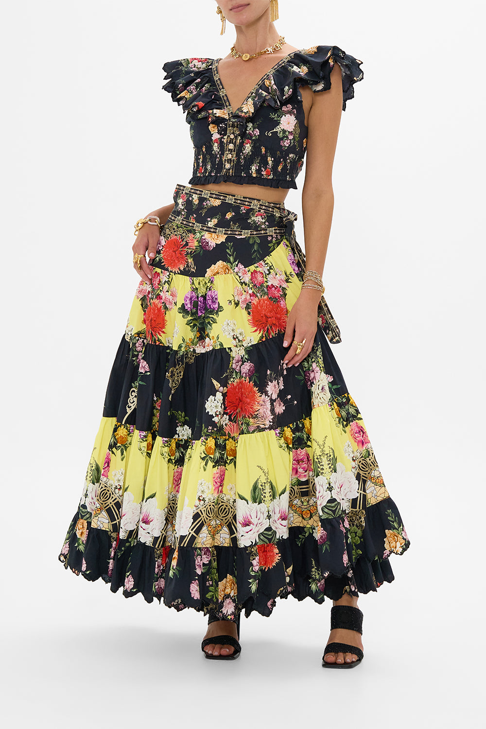 The Adorned In Alexandria Wrap Skirt With Gathered Panels