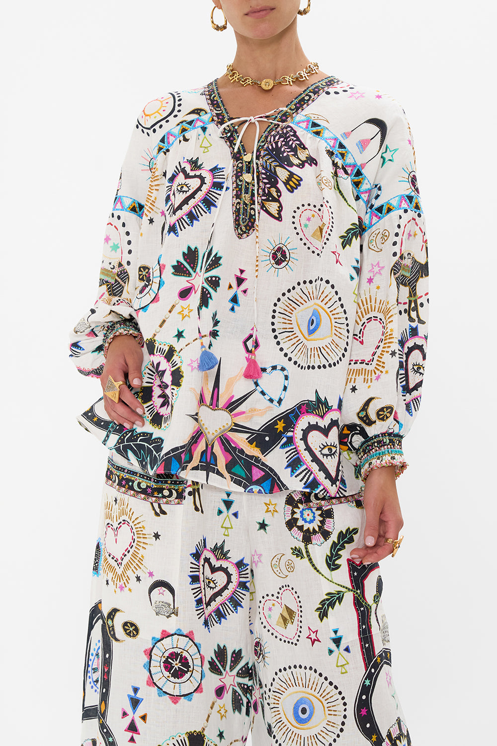 BLOUSON BLOUSE WITH NECK TIE NUBIAN WONDERLAND