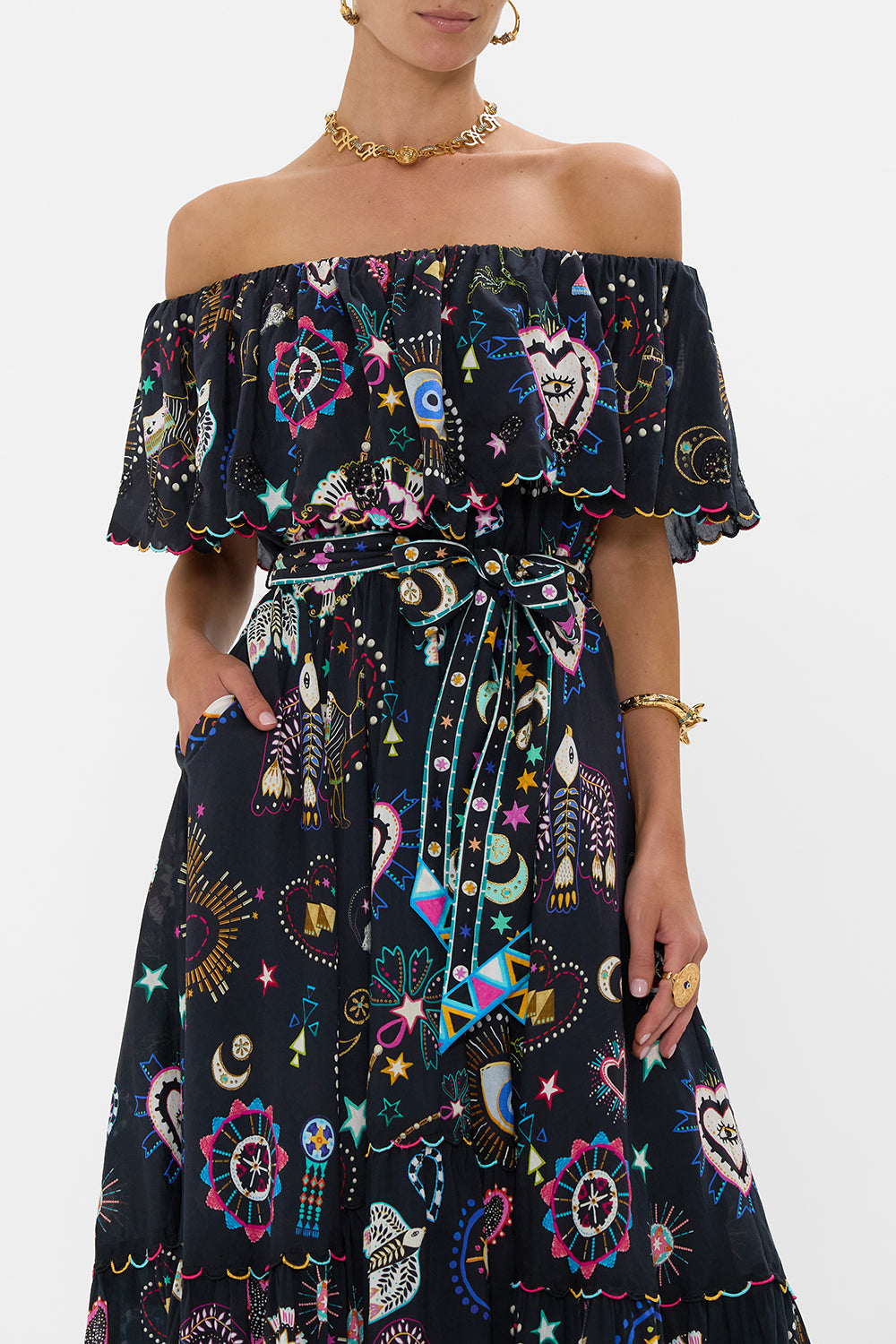 SHOULDER FRILL DRESS NUBIAN NIGHTS