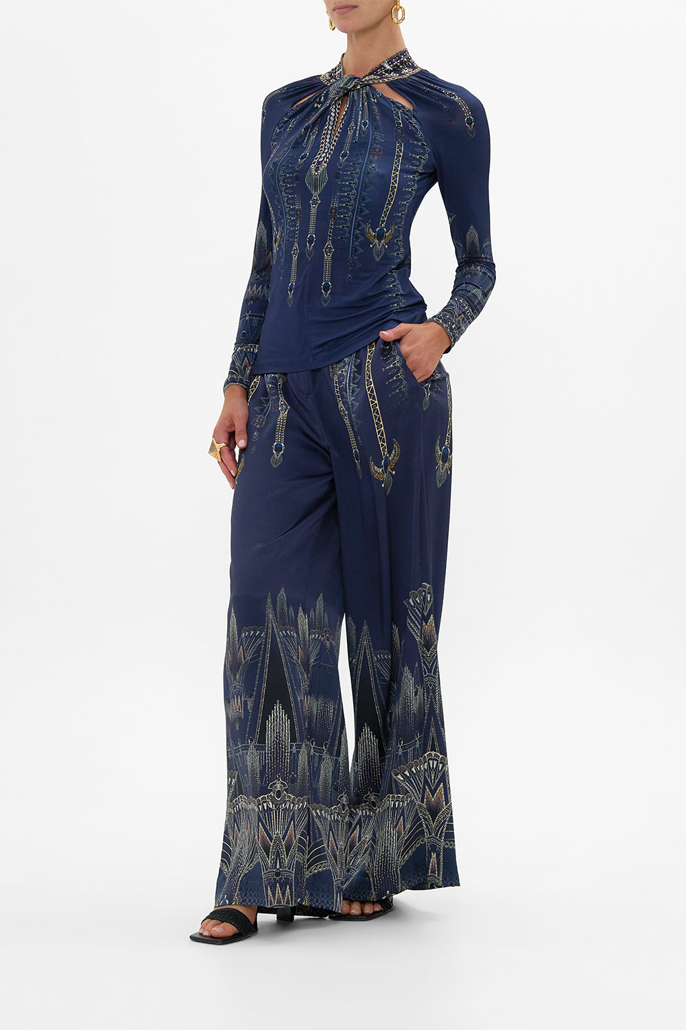 PANTALÓN DE CINTURA ANCHA EFECTO EGIPTO