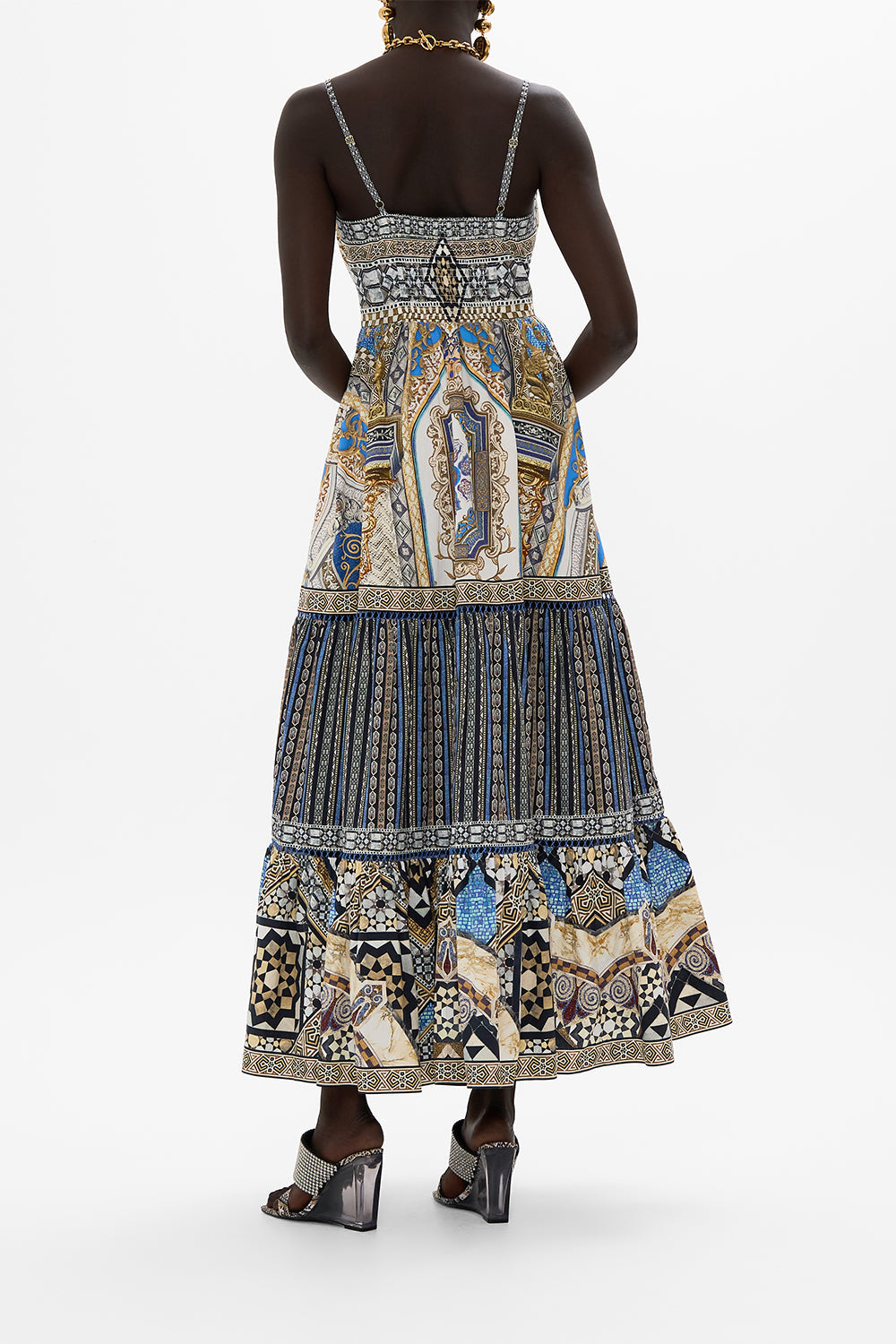 CAMILLA Tiered Bodice Dress in Make Me Your Mosaic Print.