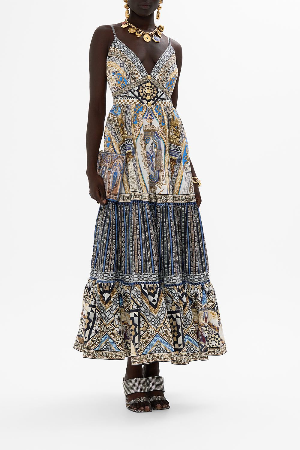 CAMILLA Tiered Bodice Dress in Make Me Your Mosaic Print.