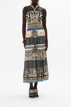 CAMILLA Draped Jersey Halter Top in Make Me Your Mosaic Print