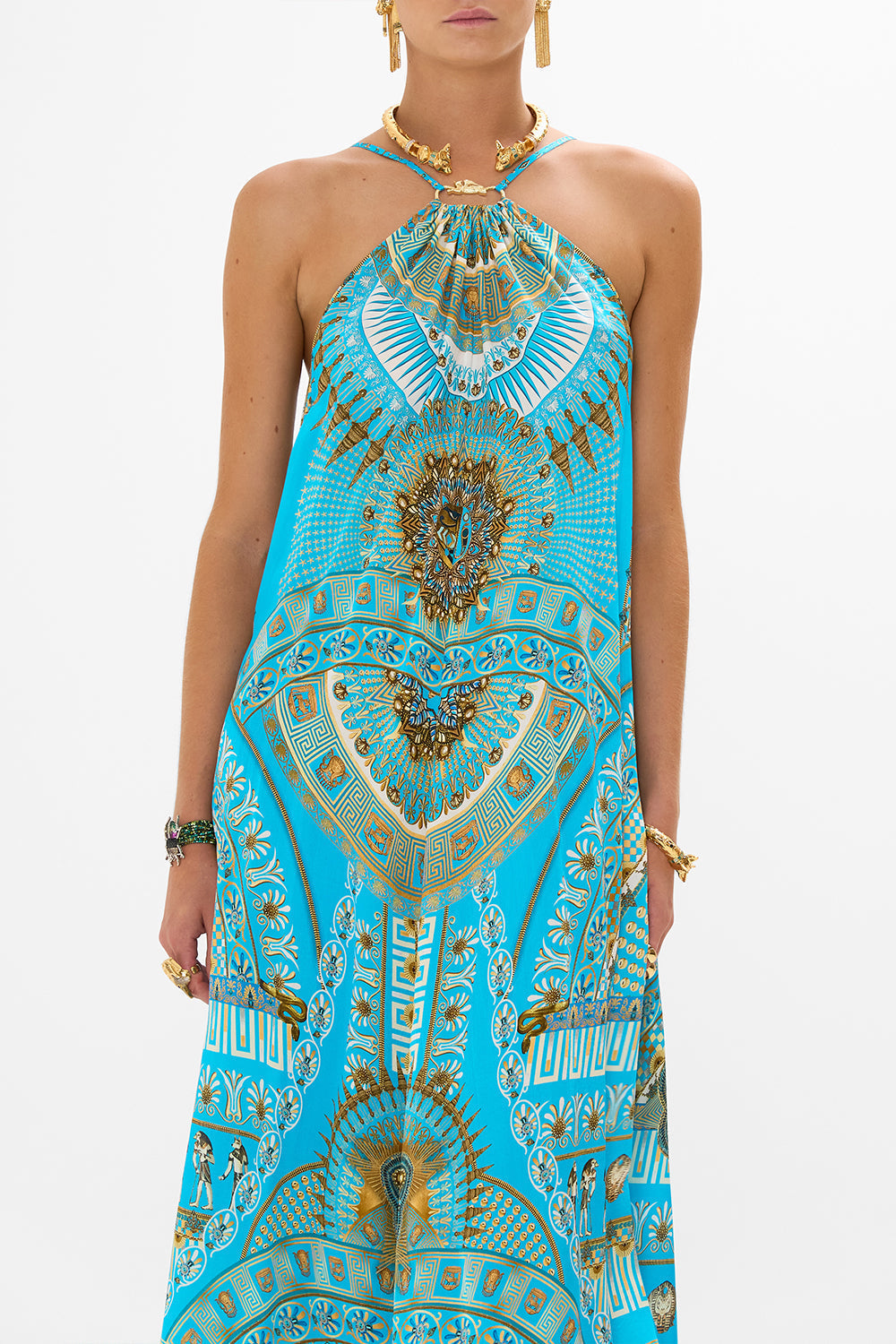 GATHER NECK HARDWARE MAXI DRESS TEMPLE OF LIGHT