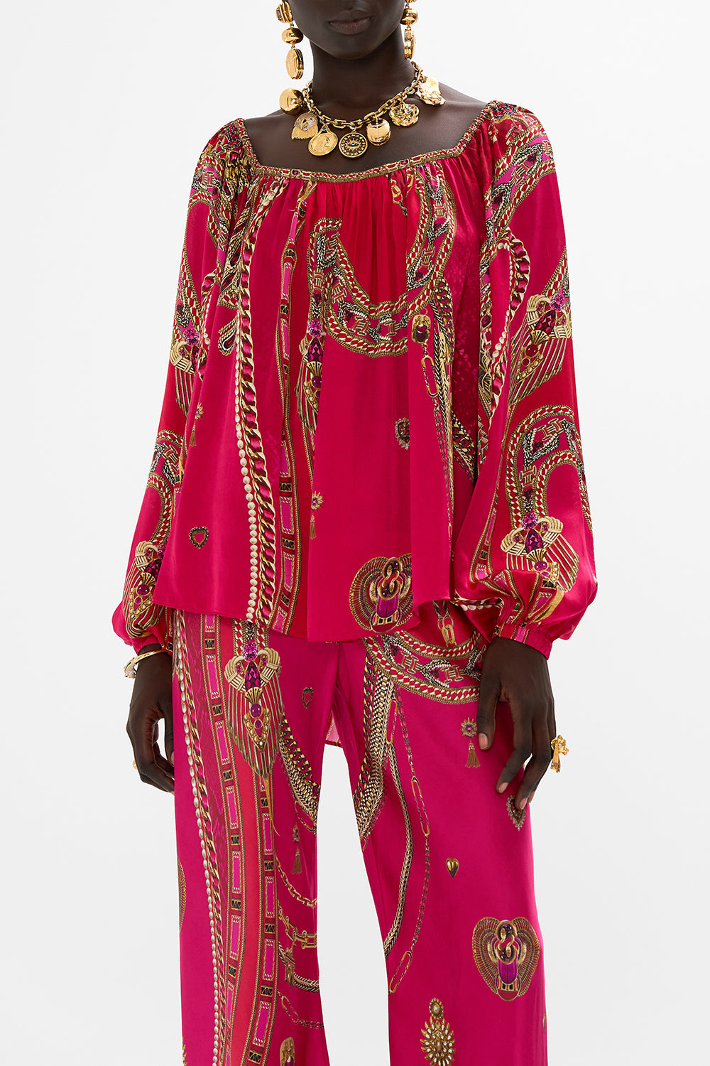 FLARED BLOUSON SLEEVE BLOUSE KISSED BY A COBRA