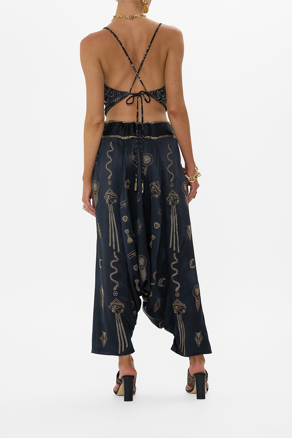 The CAMILLA COWL NECK JERSEY TOP CALL ME CLEOPATRA in our  print.