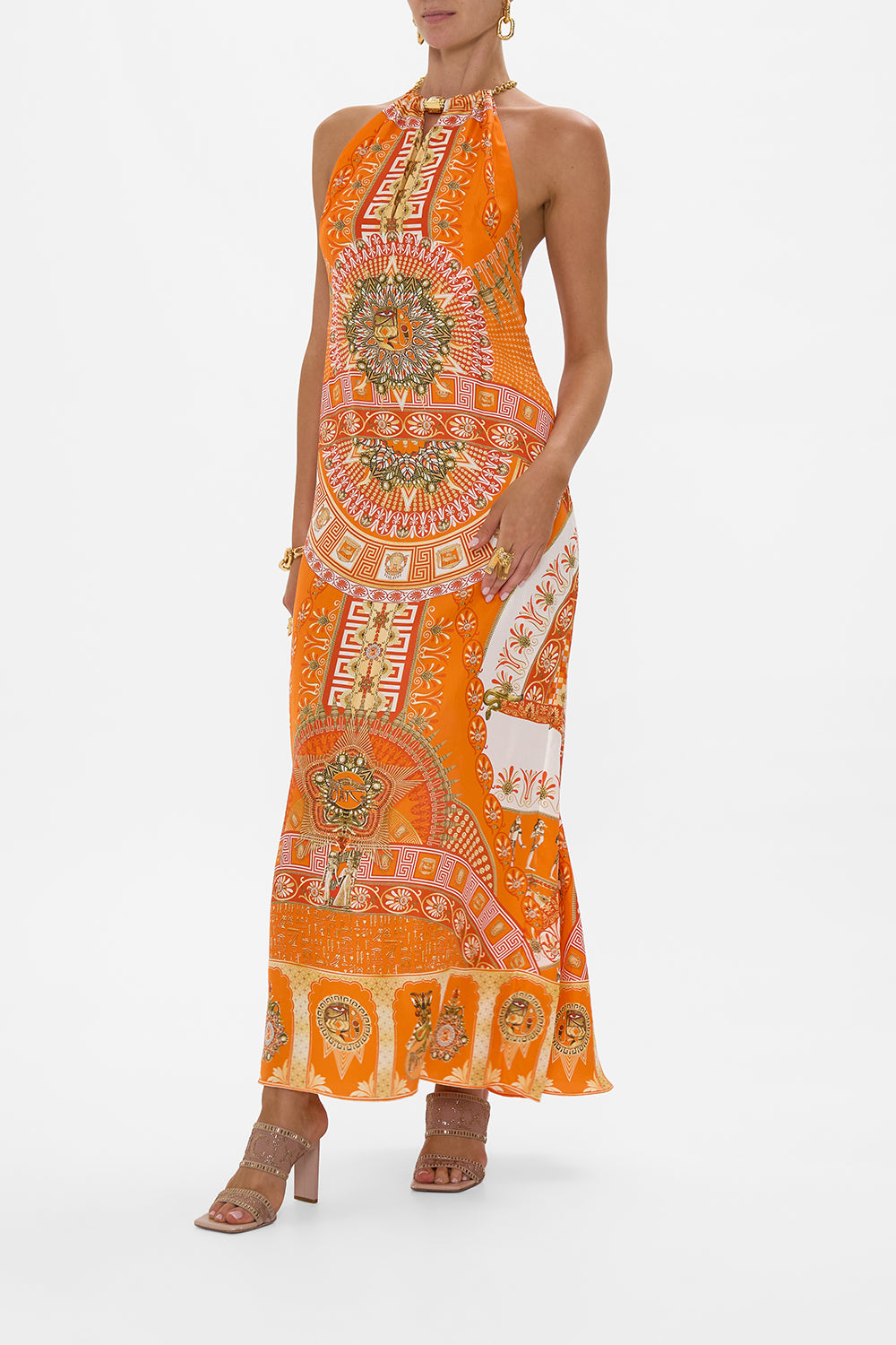 LOW BACK LONG DRESS WITH NECK HARDWARE THE OBELISK GATE